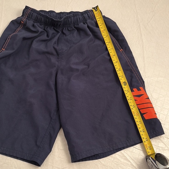Nike navy blue with orange logo mesh lined swim trunks - Picture 2 of 6